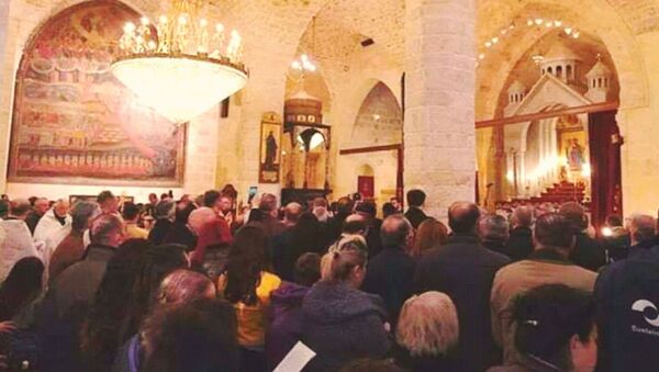 جانب من إعادة افتتاح كتدرائية الأربعين شهيد بحلب - سبوتنيك عربي
