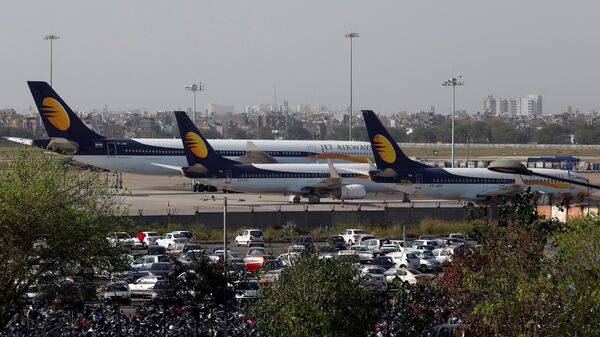 طائرات مدنية لشركة جيت إيرويز في مطار انديرا غاندي الدولي بالهند - سبوتنيك عربي