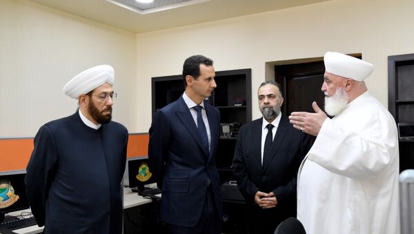 الرئيس السوري بشار الأسد في افتتاح مركز الشام الإسلامي الدولي - سبوتنيك عربي