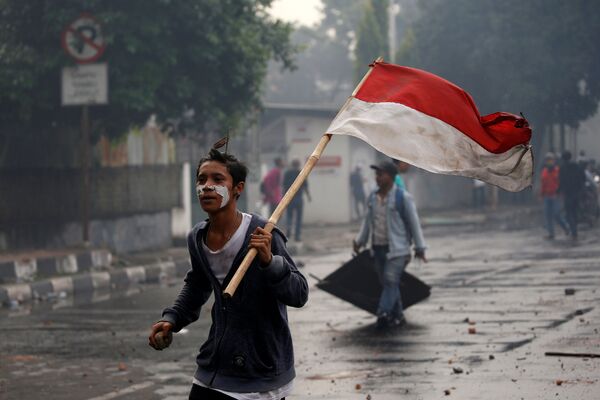 احتجاجات في جاكارتا عقب إعلان نتائج الانتخابات، إندونيسيا 22 مايو/  أيار 2019 - سبوتنيك عربي