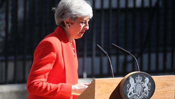 رئيسة الوزراء البريطانية، تيريزا ماي، اليوم الجمعة عن استقالتها من منصبها كزعيمة لحزب المحافظين في بريطانيا، 24 مايو/ أيار 2019 - سبوتنيك عربي