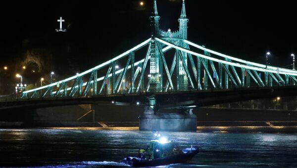 قارب إنقاذ على نهر الدانوب بعد انقلاب قارب سياحي في بودابست - سبوتنيك عربي