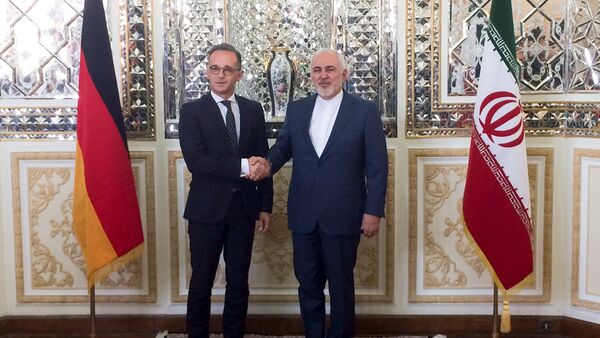 وزير الخارجية الإيراني، محمد جواد ظريف، ووزير الخارجية الألماني، هايكو ماس في طهران - سبوتنيك عربي