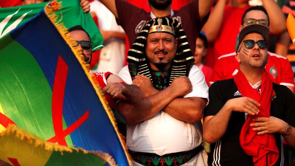 الجماهير في مباراة المغرب وساحل العاج باستاد السلام في القاهرة - سبوتنيك عربي