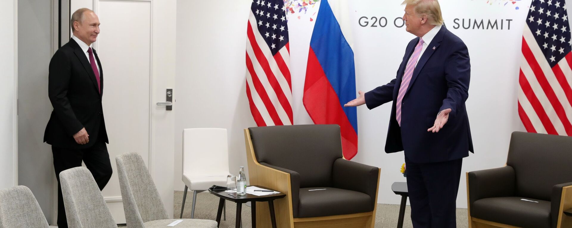 قمة مجموعة العشرين - لقاء الرئيس الروسي فلاديمير بوتين والأمريكي دونالد ترامب في مدينة أوساكا اليابانية، اليابان 28 يونيو/ حزيران 2019 - سبوتنيك عربي, 1920, 08.02.2024