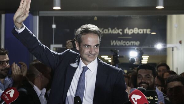 زعيم المعارضة اليونانية، كرياكوس ميتسوتاكيس بعد فوزه بالانتخابات البرلمانية - سبوتنيك عربي