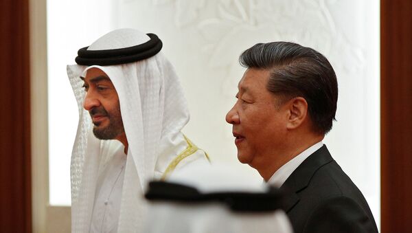 ولي عهد أبو ظبي الشيخ محمد بن زايد آل نهيان مع الرئيس الصيني شي جين بينغ في بكين - سبوتنيك عربي