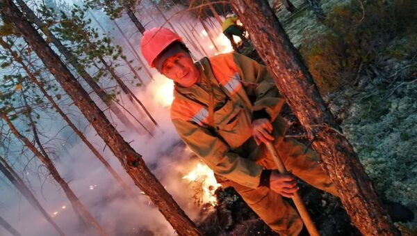 موظفو وزارة حماية الطبيعة في ياقوتيا يطفئون حرائق الغابات في ياقوتيا، حرائق غابات - سبوتنيك عربي