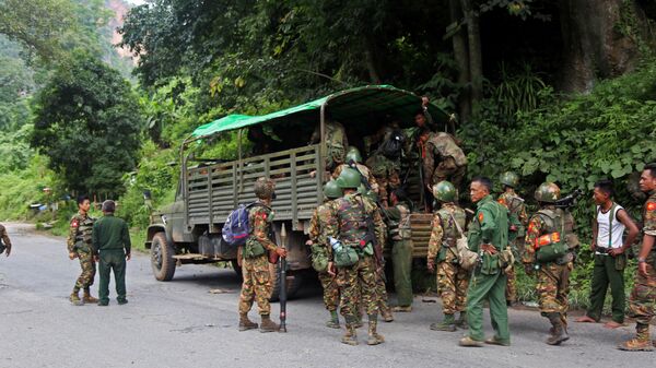 قوات من جيش ميانمار، 15 أغسطس/ آب 2019 - سبوتنيك عربي