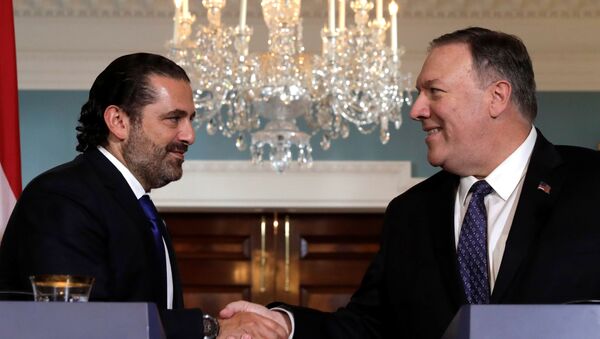 وزير الخارجية مايك بومبو يلتقي رئيس الوزراء اللبناني سعد الحريري في واشنطن - سبوتنيك عربي
