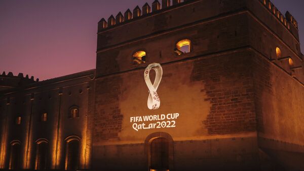 شعار كأس العالم 2022 على مبنى أثري في المغرب  - سبوتنيك عربي