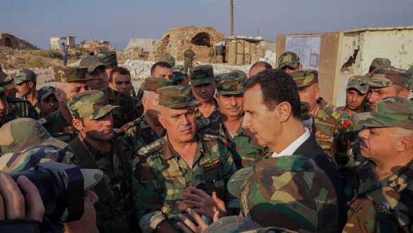زيارة الرئيس بشار الأسد إلى ريف إدلب الجنوبي المحرر، سوريا - سبوتنيك عربي