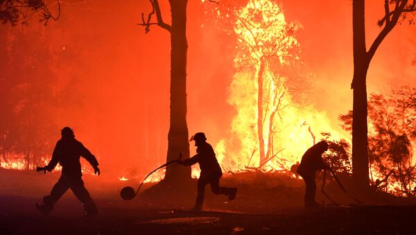 متطوعون يشاركون في إطفاء الحريق بالقرب من قرية تيرمايل، أستراليا 3 ديسمبر 2019 - سبوتنيك عربي