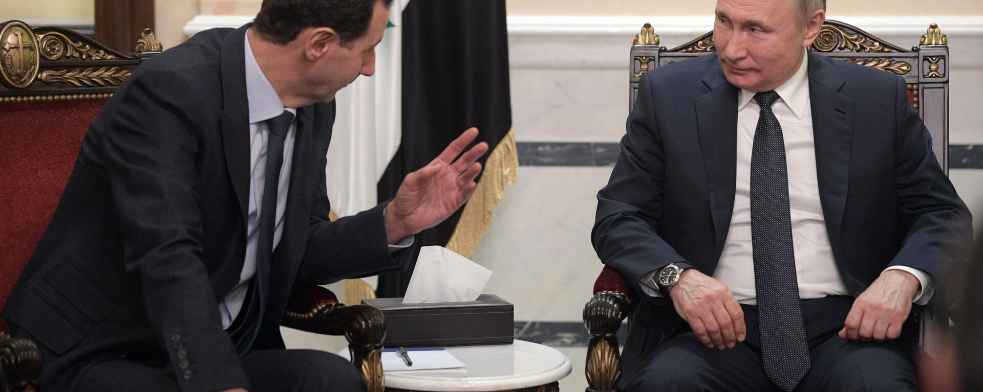 الرئيس الروسي  فلاديمير بوتين والرئيس السوري بشار الأسد خلال اللقاء في دمشق، سوريا 7 يناير 2020 - سبوتنيك عربي, 1920, 13.01.2023