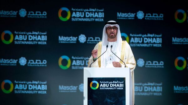 أسبوع أبوظبي للاستدامة 2020، 13 يناير 2020 - سلطان أحمد الجابر، وزير دولة الإمارات العربية المتحدة والرئيس التنفيذي لمجموعة أبو ظبي الوطنية للنفط (أدنوك) - سبوتنيك عربي