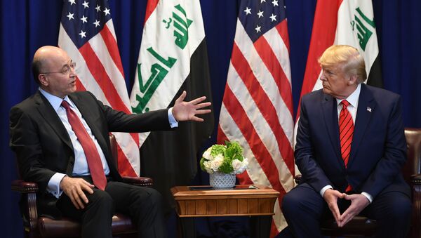 الرئيس الأمريكي دونالد ترامب يستقبل الرئيس العراقي برهم صالح في نيويورك - سبوتنيك عربي