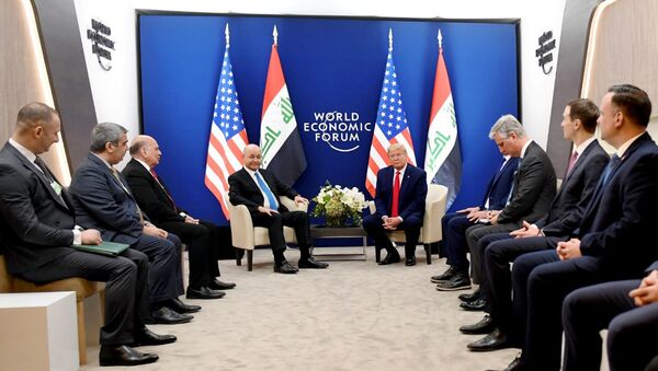 الرئيس الأمريكي دونالد ترامب يلتقي برئيس العراق برهم صالح خلال الاجتماع السنوي الخمسين للمنتدى الاقتصادي العالمي في دافوس - سبوتنيك عربي