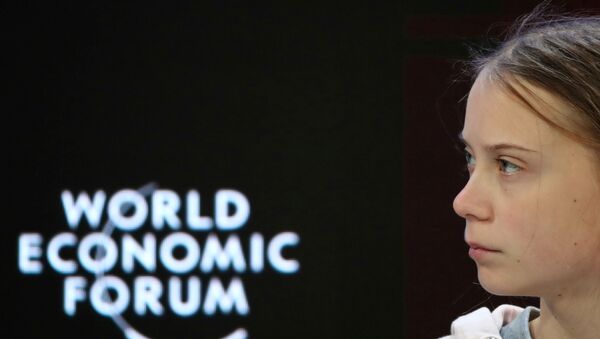 الناشطة البيئية السويدية غريتا تونبرغ في منتدى دافوس الاقتصادي العالمي 2020 - سبوتنيك عربي