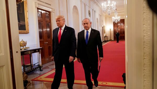 الرئيس الأمريكي ترامب ورئيس الوزراء الإسرائيلي نتنياهو يناقشان خطة السلام في الشرق الأوسط في البيت الأبيض في واشنطن - سبوتنيك عربي