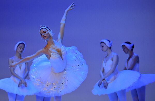 راقصات باليه روسيات في بروفة لرقصة بحيرة البجعة في مسرح كولون في بوغوتا، 30 يناير 2020 - سبوتنيك عربي