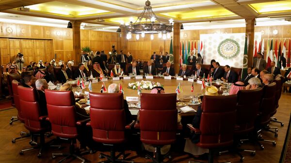 اجتماع لوزراء خارجية جامعة الدول العربية بعد أن أعلن الرئيس الأمريكي دونالد ترامب عن خطته للسلام في الشرق الأوسط صفقة القرن - سبوتنيك عربي