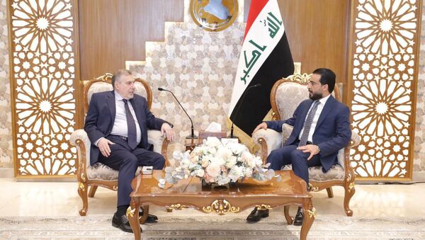 رئيس الوزراء العراقي المكلف محمد توفيق علاوي ورئيس مجلس النواب العراقي محمد الحلبوسي - سبوتنيك عربي