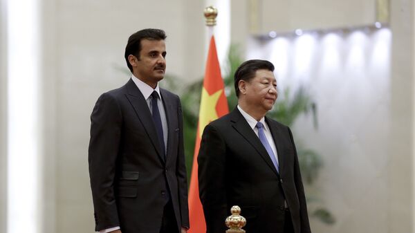 الرئيس الصيني، شي جين بينغ، يستقبل أمير قطر، الشيخ تميم بن حمد بن خليفة آل ثاني، في بكين - سبوتنيك عربي
