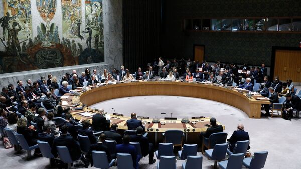 المشاركون في اجتماع مجلس الأمن التابع للأمم المتحدة على هامش الدورة 74 للجمعية العامة للأمم المتحدة في مقر الأمم المتحدة في نيويورك بالولايات المتحدة - سبوتنيك عربي