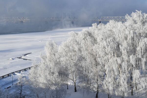 ضفة نهر أوب في نوفوسيبيرسك الروسية، 11 فبراير 2020 - سبوتنيك عربي