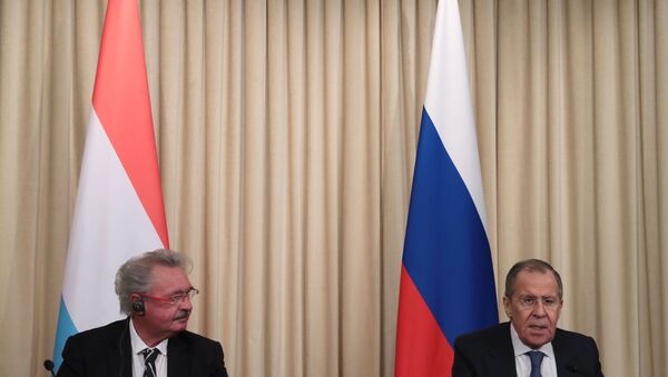 وزير الخارجية الروسي سيرغي لافروف في مؤتمر صحفي مع وزير خارجية لوكسمبورغ - سبوتنيك عربي