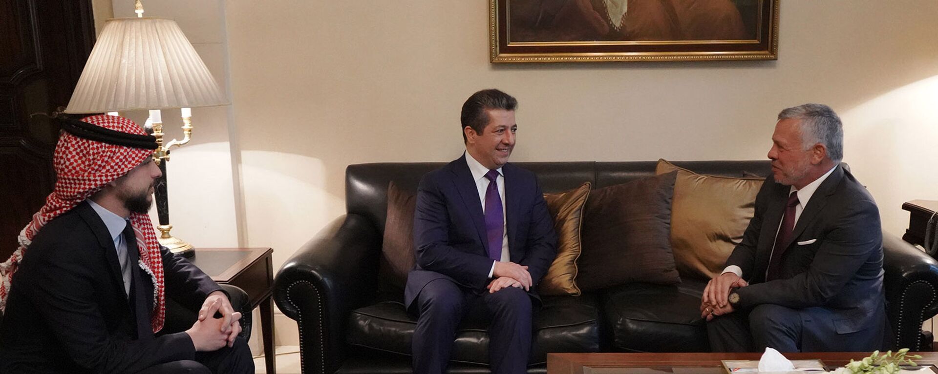 لقاء الملك الأردني عبدالله الثاني مع رئيس حكومة إقليم كردستان، مسرور بارزاني في عمان، الأردن 1 مارس 2020 - سبوتنيك عربي, 1920, 02.03.2020