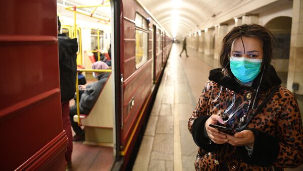 محطة مترو أوختني رياد في موسكو، انتشار فيروس كورونا، روسيا 24 مارس  - سبوتنيك عربي