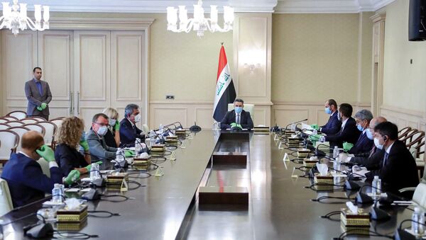 رئيس الوزراء العراقي المكلف عدنان الزرفي، في اجتماع مع سفراء دول الاتحاد الأوربي - سبوتنيك عربي