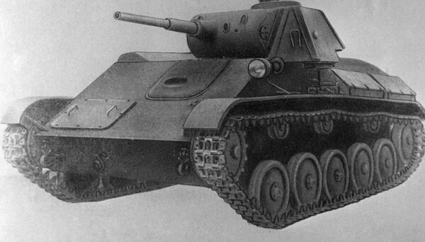 نسخة من رسم توضيحي للدبابة الخفيفة تي-70 من مجموعة متحف القوات المدرعة السوفيتية - سبوتنيك عربي