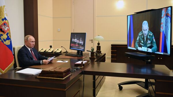 الرئيس الروسي فلاديمير بوتين ووزير الدفاع سيرغي شويغو  - سبوتنيك عربي