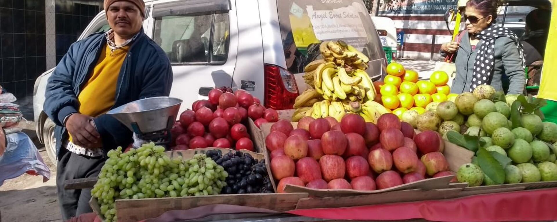 Fruits vendor at the new spot in Delhi's Mehrauli constituency - سبوتنيك عربي, 1920, 06.12.2021