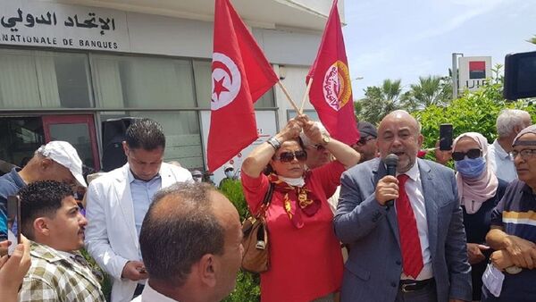 احتجاجات أمام البرلمان التونسي - سبوتنيك عربي