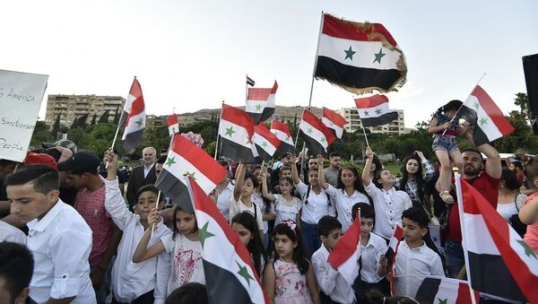 تجمع جماهيري بالعاصمة السورية تنديدا بـقانون قيصر - سبوتنيك عربي