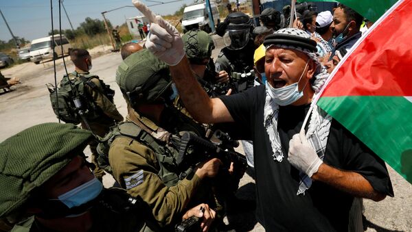 مظاهرات ضد خطة الضم الإسرائيلية، المستوطنات، حارس، الضفة الغربية، 26 يونيو 2020 - سبوتنيك عربي