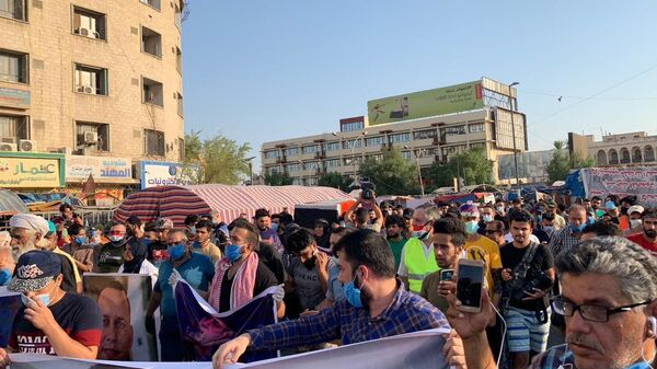 احتجاجات غاضبة وسط بغداد إثر اغتيال الهاشمي  - سبوتنيك عربي